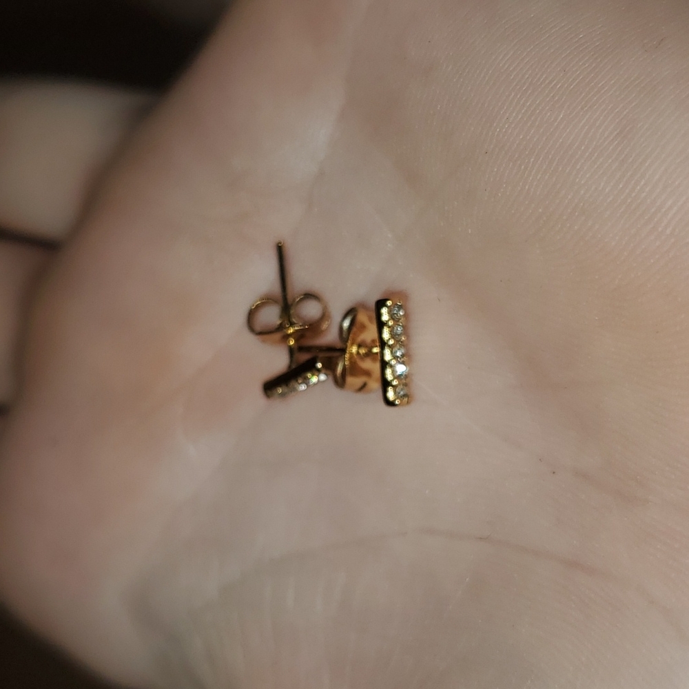 Gold Crystal Bar Earrings